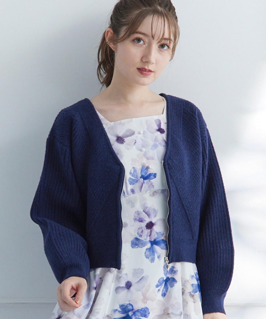 新品稀少トゥエンティーエイトトゥエルヴグラデーションカシミアウールカーディガン SALE】Vネック前ジップアップニットカーディガン - 12Twelve