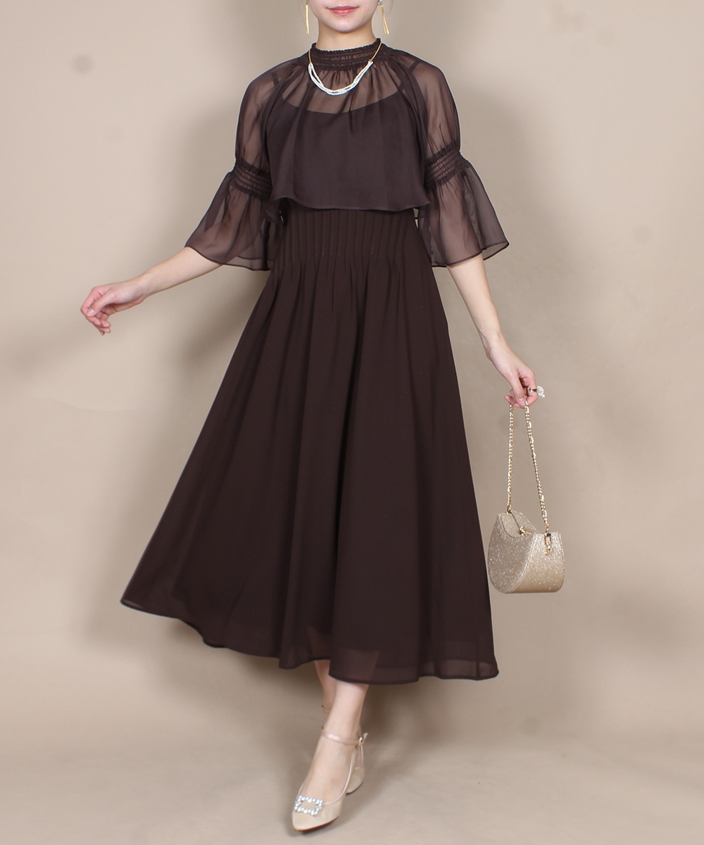 ★ChicLine★ ジュエリーボタン ピンタック フレアワンピース 000000011066_Bvf7K72.jpg