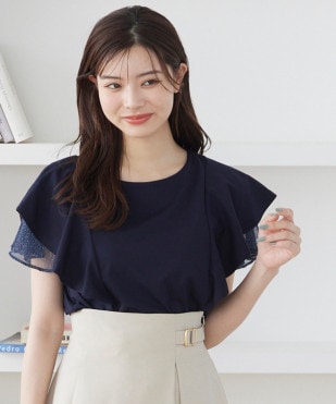 tシャツ ハートネック異素材タックスリーブカットソープルオーバー レディース 16_000000011605.jpg?1720162492
