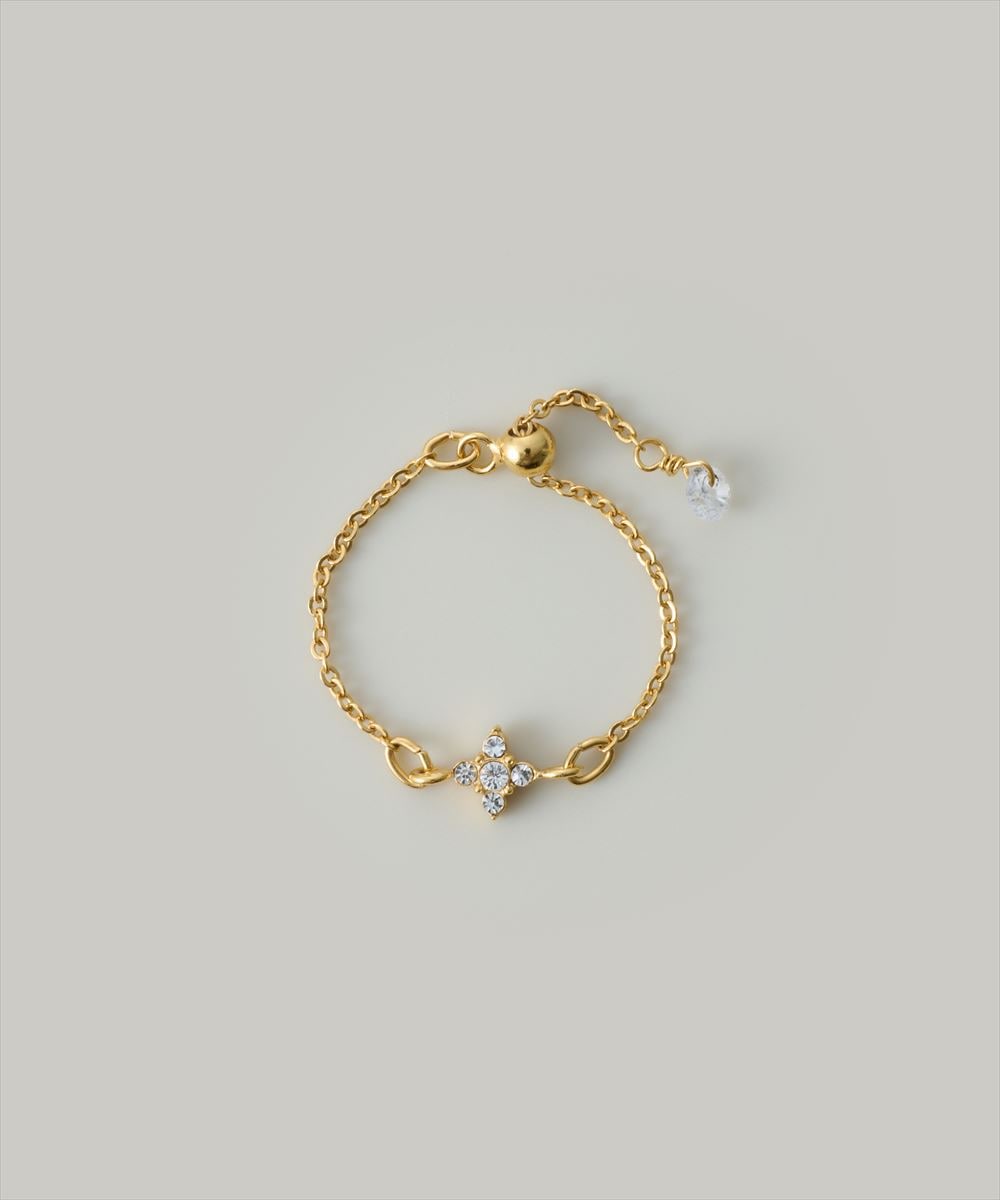 mg　k18リング　クローバーチェーンリング　つけっぱなしラッキーアイテム k18リング 幸せをもたらす クローバーチェーンリング パワー