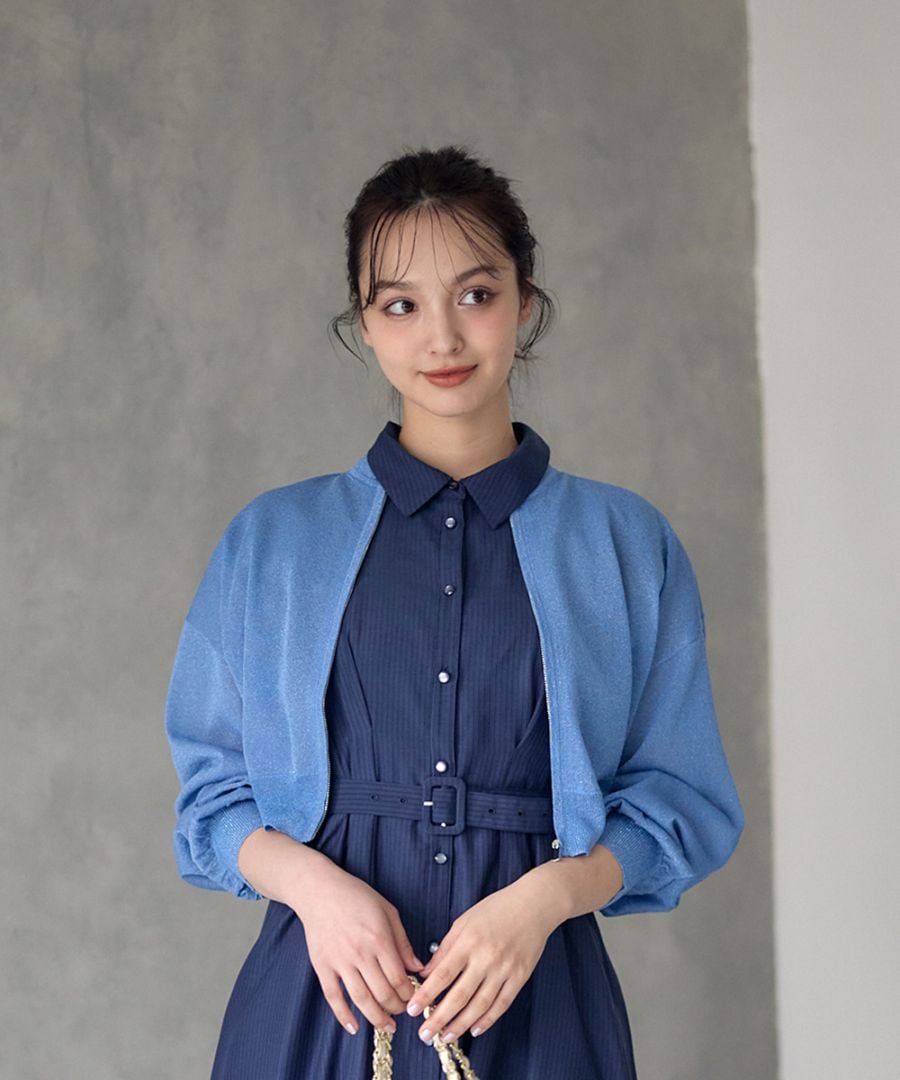 SALE】シアーラメニットブルゾンカーディガン - 12Twelve Agenda