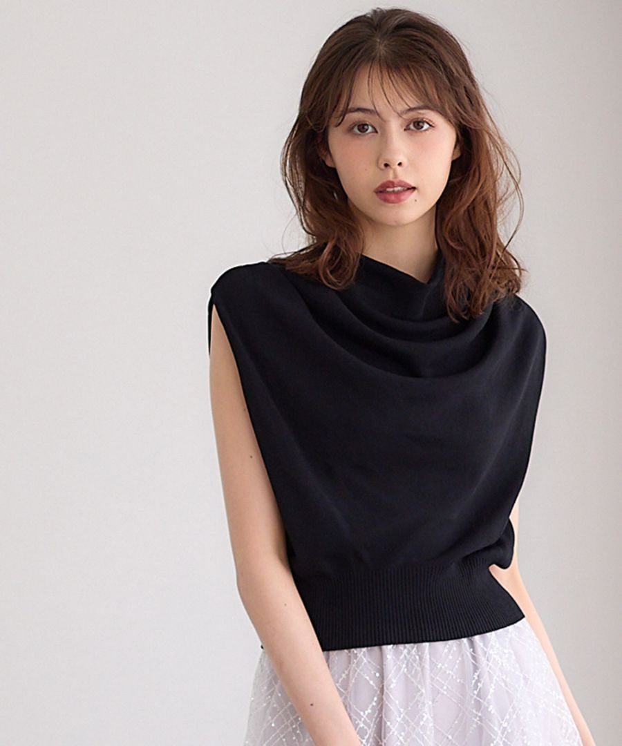 SALE】ドレープネックフレンチスリーブニットプルオーバー - 12Twelve
