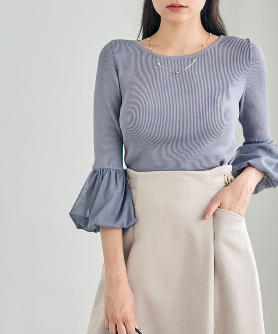 SALE】チュールベルスリーブニットプルオーバー - 12Twelve Agenda