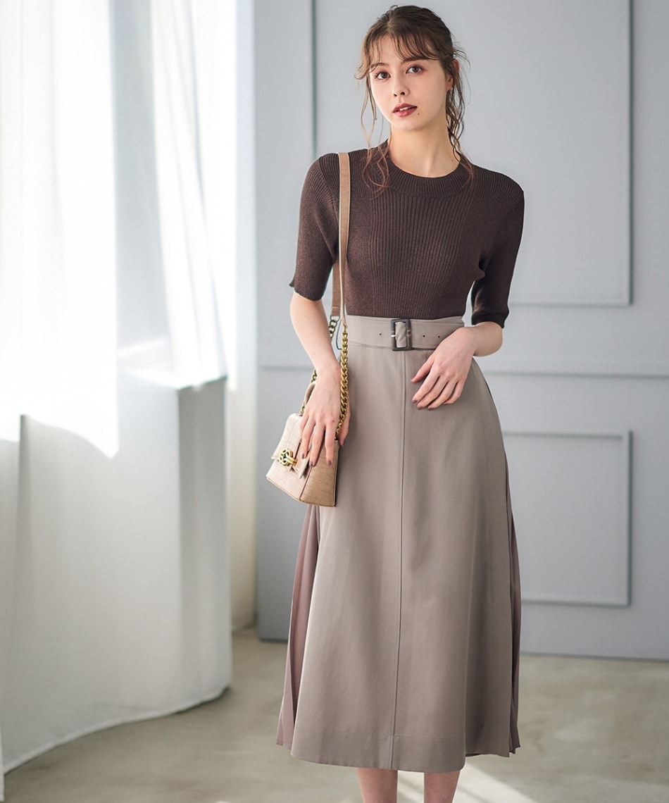 SALE】サイドプリーツラメニットドッキングワンピース - 12Twelve