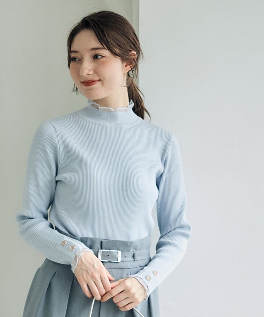 近年モデル　慈雨 ジウ 変形ニット　ハイネック　幾何学柄 ストレッチ　長袖 近年モデル 慈雨 ジウ 変形ニット ハイネック 幾何学柄 ストレッチ 長袖