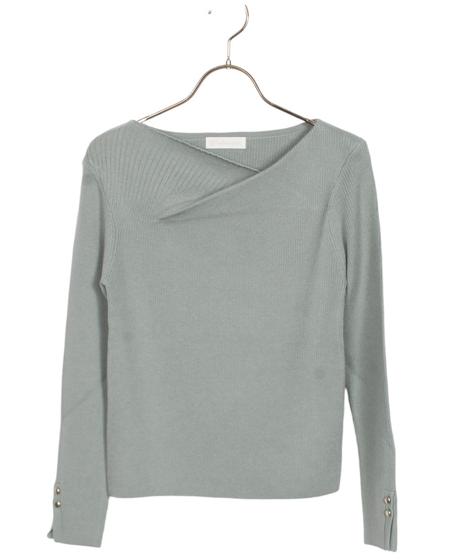 アシメタックネックリブニットプルオーバー - 12Twelve Agenda