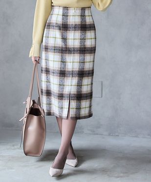 ガンクラブチェックベルト付タイトスカート - 12Twelve Agenda