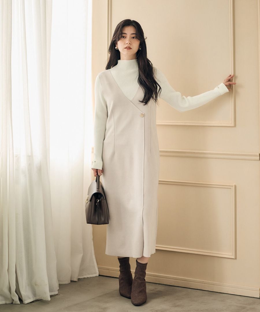 AirU様　最終値下げ！ジャス♡レースＶネックジャンスカ SALE】Vネックラップ風スエードジャンスカ - 12Twelve Agenda