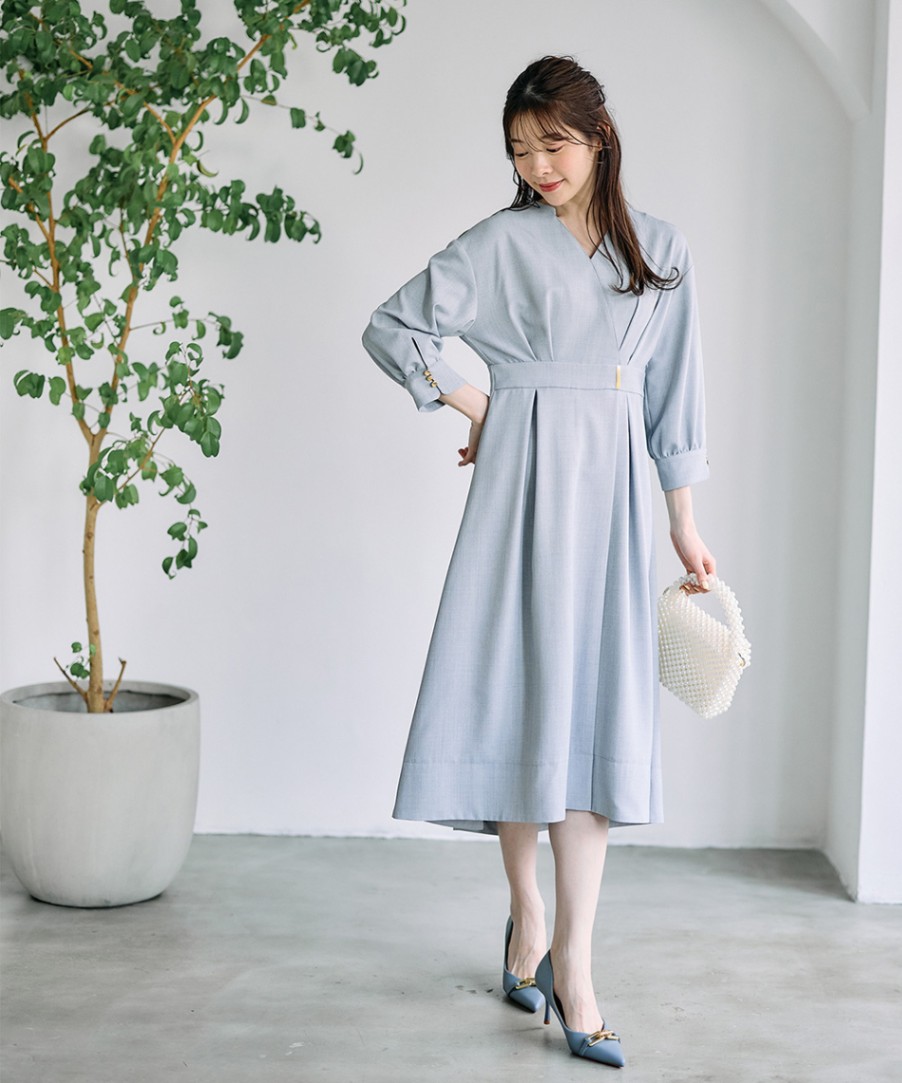 カシュクールワンピースTOUJOURS TOUJOURS トゥジュー シルクコットン ギャザー カシュクール