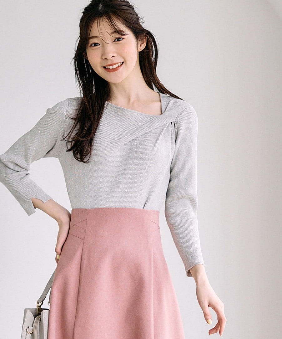 SALE】アシメタックラメリブ7分袖ニットプルオーバー - 12Twelve