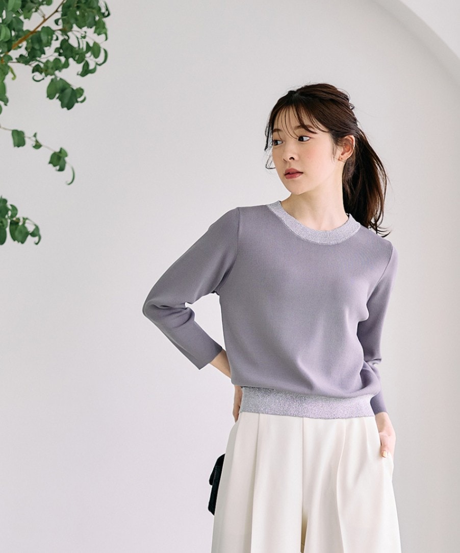 SALE】ラメ配色7分袖ニットプルオーバー - 12Twelve Agenda(トゥエルブ
