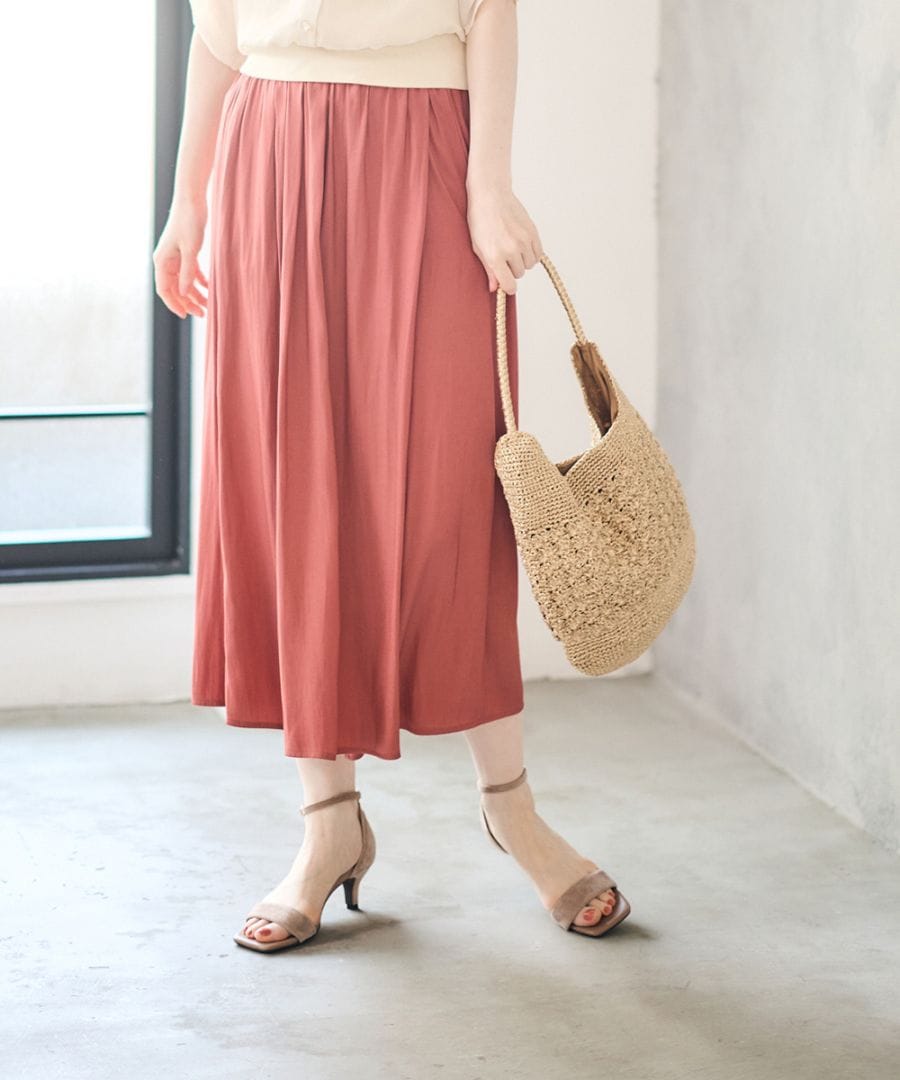 リネンパンツ♡ 赤 カラーパンツ ガウチョパンツ フレア 上品 ブーツに◎ M SALE】割繊デシンフレアパンツ - 12Twelve Agenda(トゥエルブ