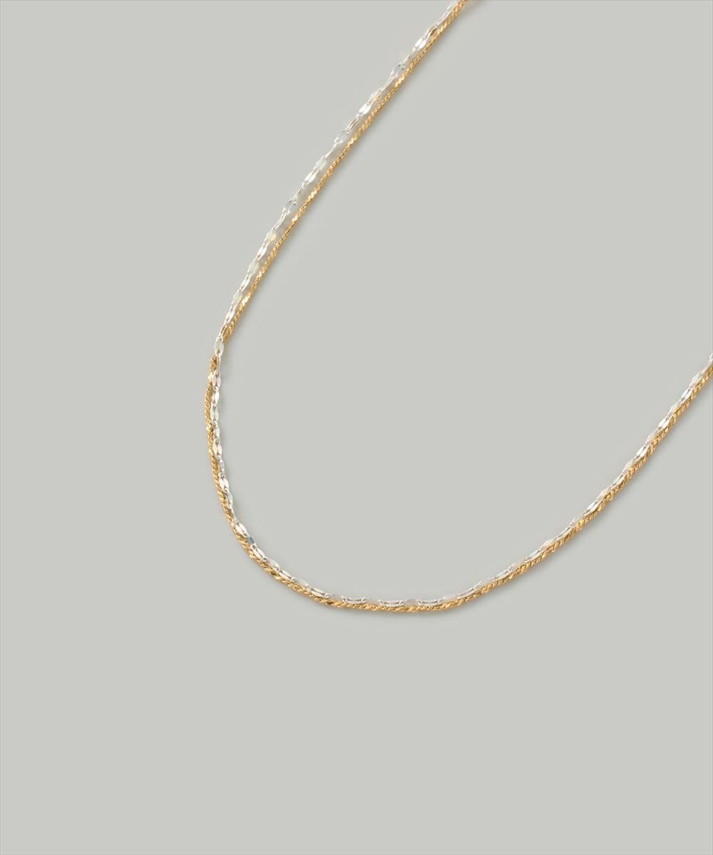 K18GP〉〈SV925〉バイカラーハーフチェーンネックレス - 12Twelve