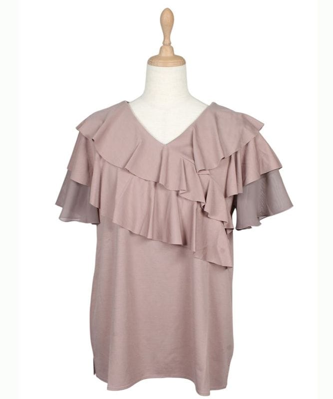 archive goa ベージュ Vネック 長袖カットソー SALE】Vネッククロスフリルカットソープルオーバー - 12Twelve