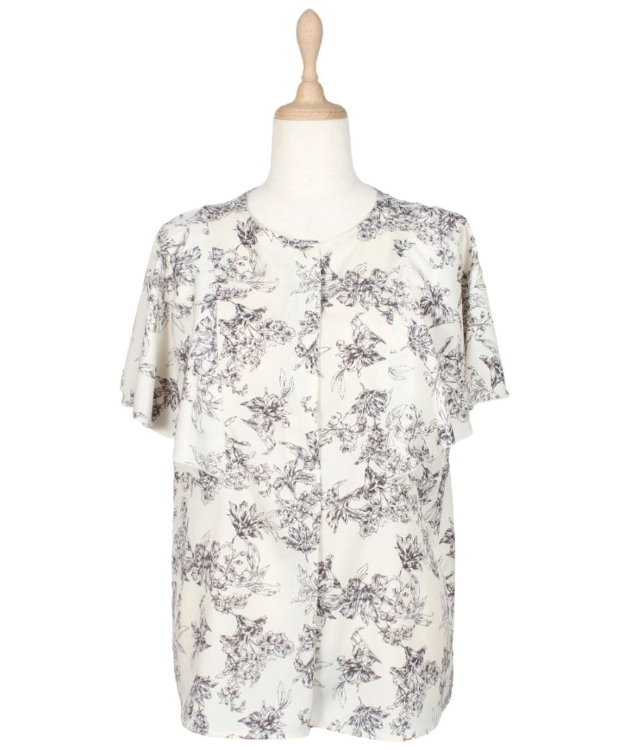 Miiiページ SALE】フリルスリーブ花柄ブラウス - 12Twelve Agenda