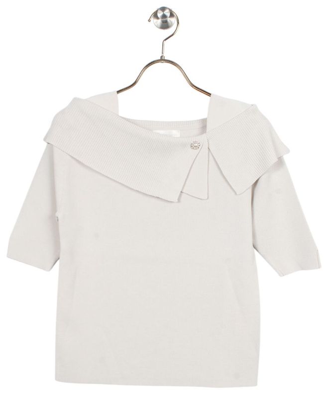 SALE】パール釦アシメオフショル5分袖ニットプルオーバー - 12Twelve