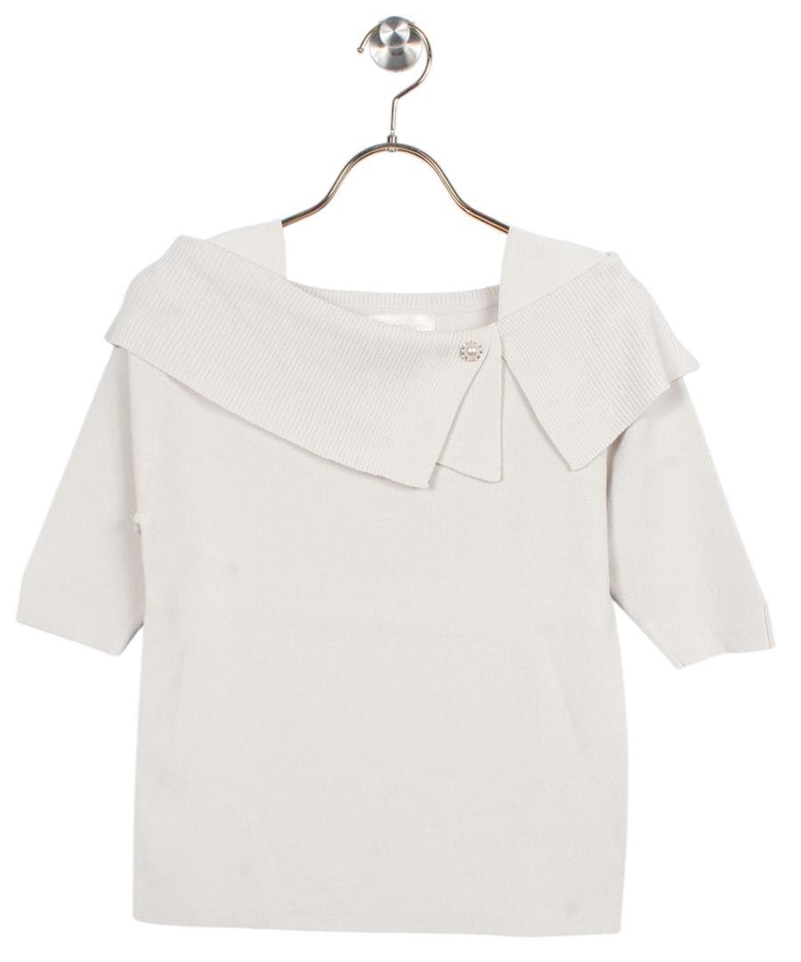 SALE】パール釦アシメオフショル5分袖ニットプルオーバー - 12Twelve