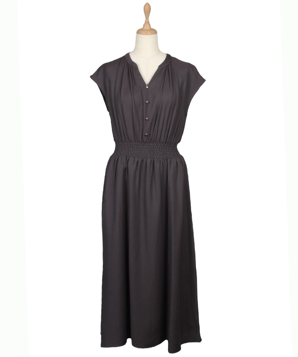 SALE】リネンライクウエストシャーリングフレアワンピース - 12Twelve