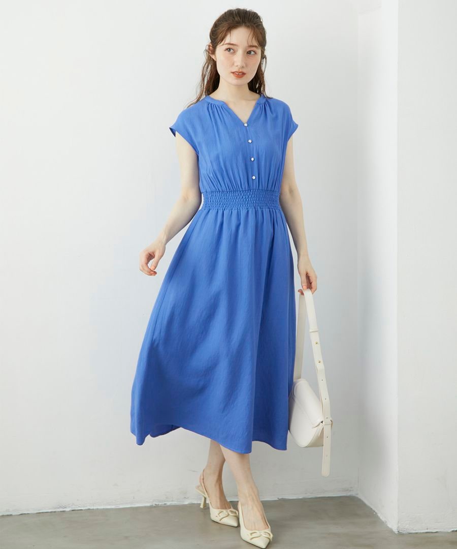 SALE】リネンライクウエストシャーリングフレアワンピース - 12Twelve