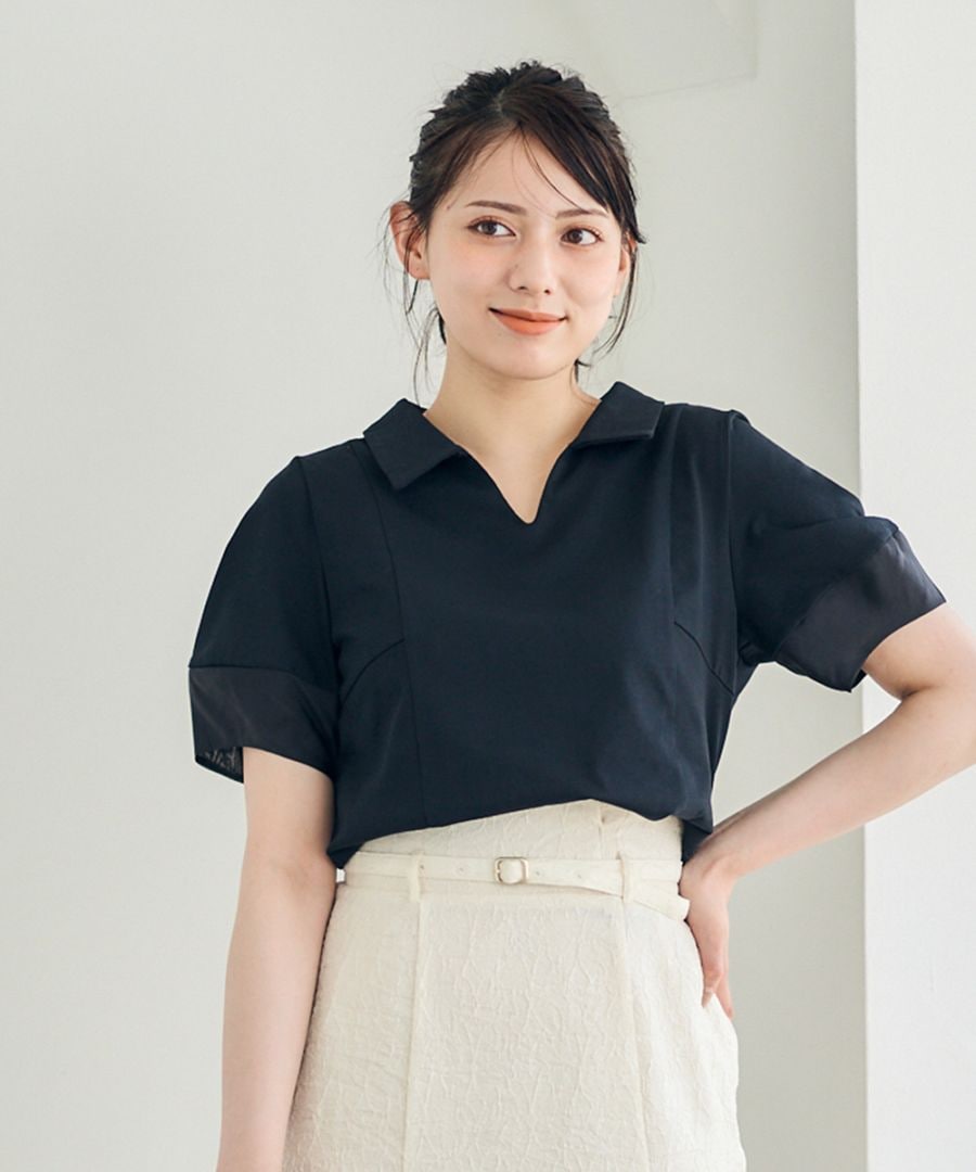 SALE】ポロ衿袖シアーカットソープルオーバー - 12Twelve Agenda