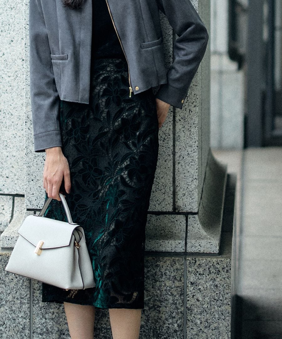 シェリエ　タイトスカート 大人百花春号掲載 モデル美香さん着用】ストレッチポンチタイト