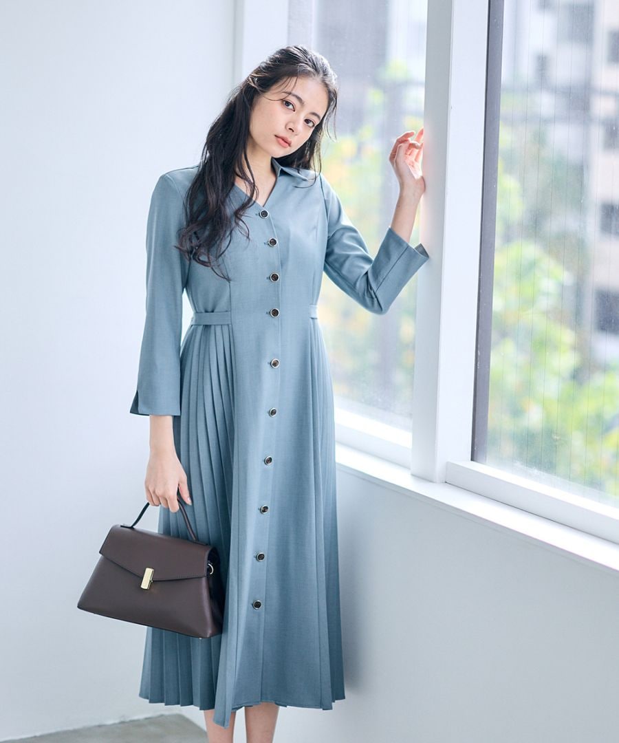 サイドプリーツフレアワンピース - 12Twelve Agenda(トゥエルブ