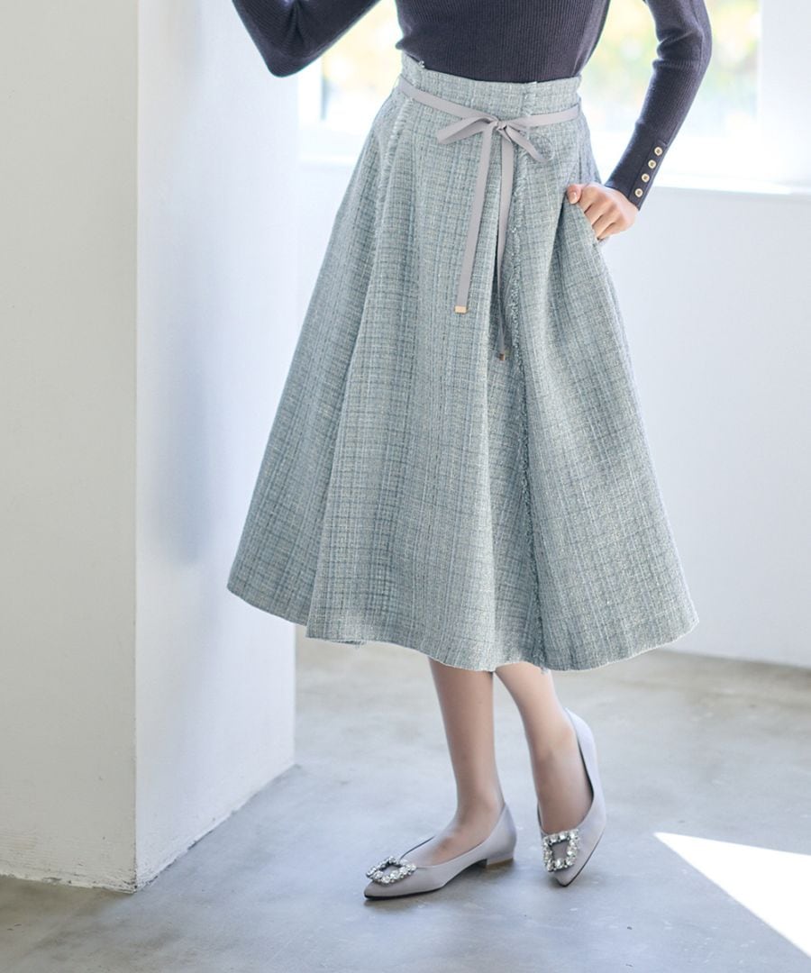 SALE】リボン付ツイードフレアスカート - 12Twelve Agenda(トゥエルブ