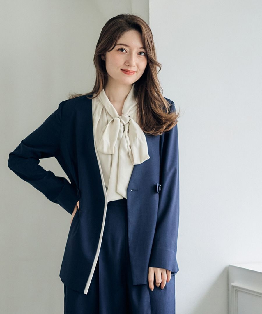 配色デザインカラーレスジャケット - 12Twelve Agenda(トゥエルブ