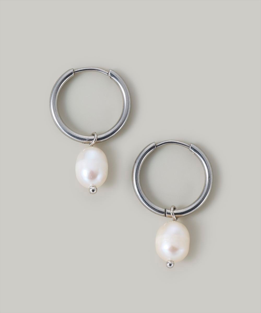 ステンレス〉2way淡水パールフープピアス - 12Twelve Agenda