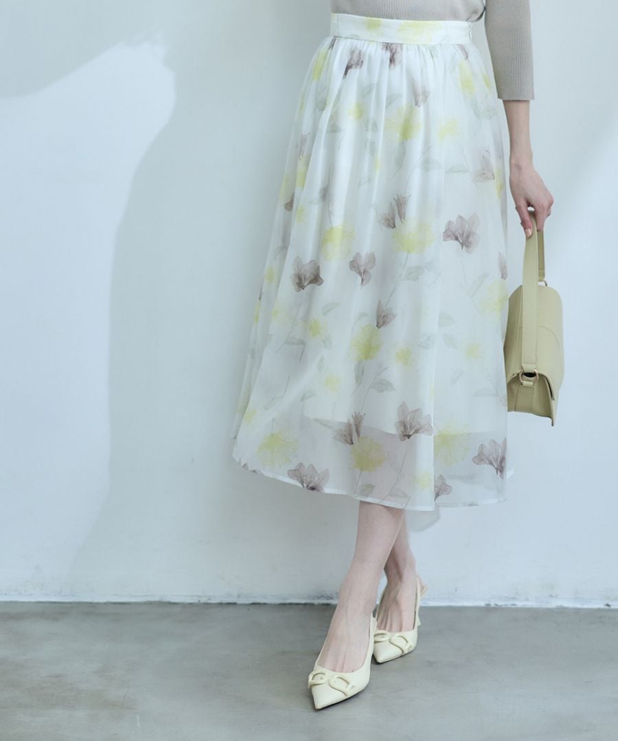美品 Vivienne Tam 花柄 シフォンスカート 天然石 マルチカラー 0 洗える］更紗プリント花柄シフォンスカート | MK MICHEL KLEIN (Women