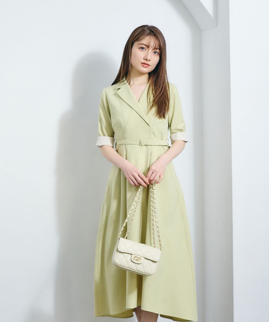 服/ファッション 102 テーラード衿カフス配色フレアワンピース - 12Twelve Agenda