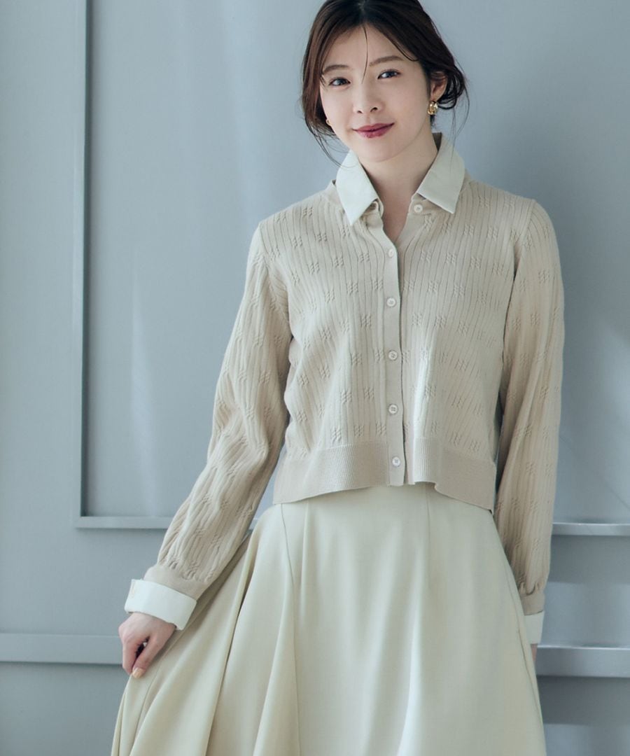 SALE】デザインケーブル衿ドッキングニットプルオーバー - 12Twelve