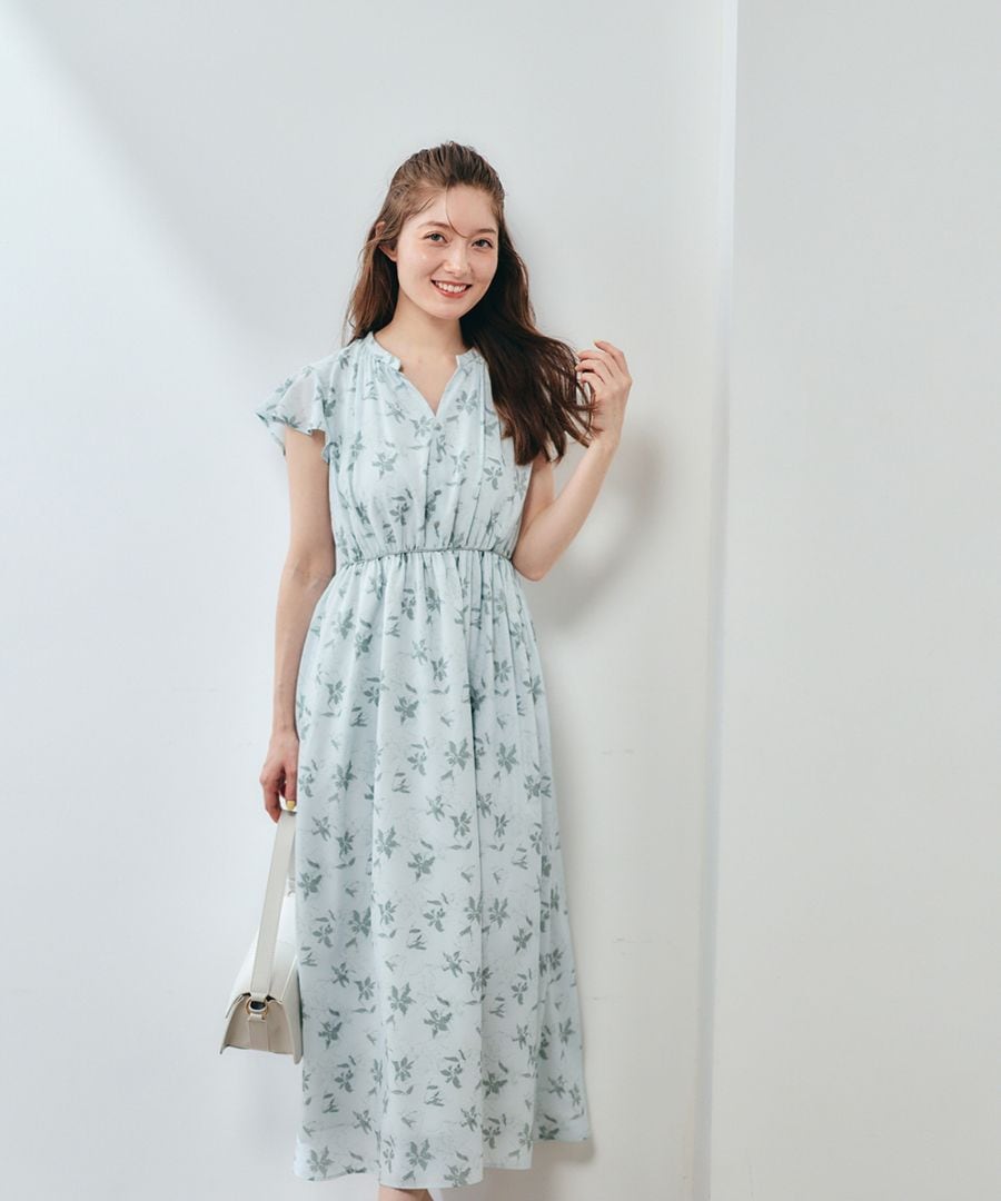 SALE】キーネック花柄ワンピース - 12Twelve Agenda(トゥエルブ