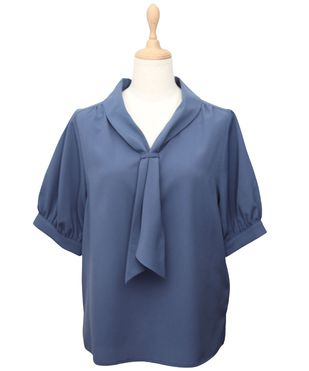 新品今期タグ付きフレンチ半袖ブラウス TOKYO BASIC リネンシャツ レディース ブラウス 半袖 40番手 フレンチ