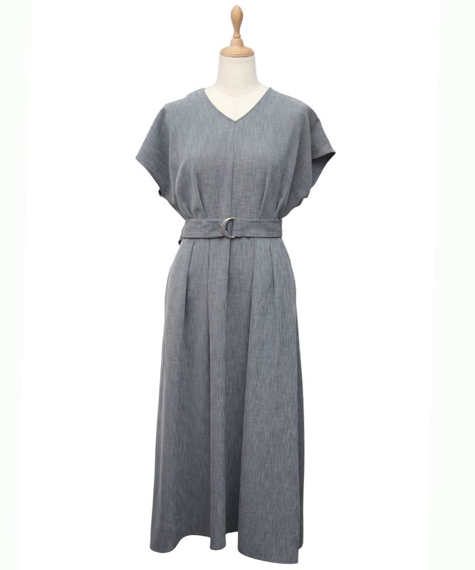 SALE】リネンライクVネックウエストベルトワンピース - 12Twelve