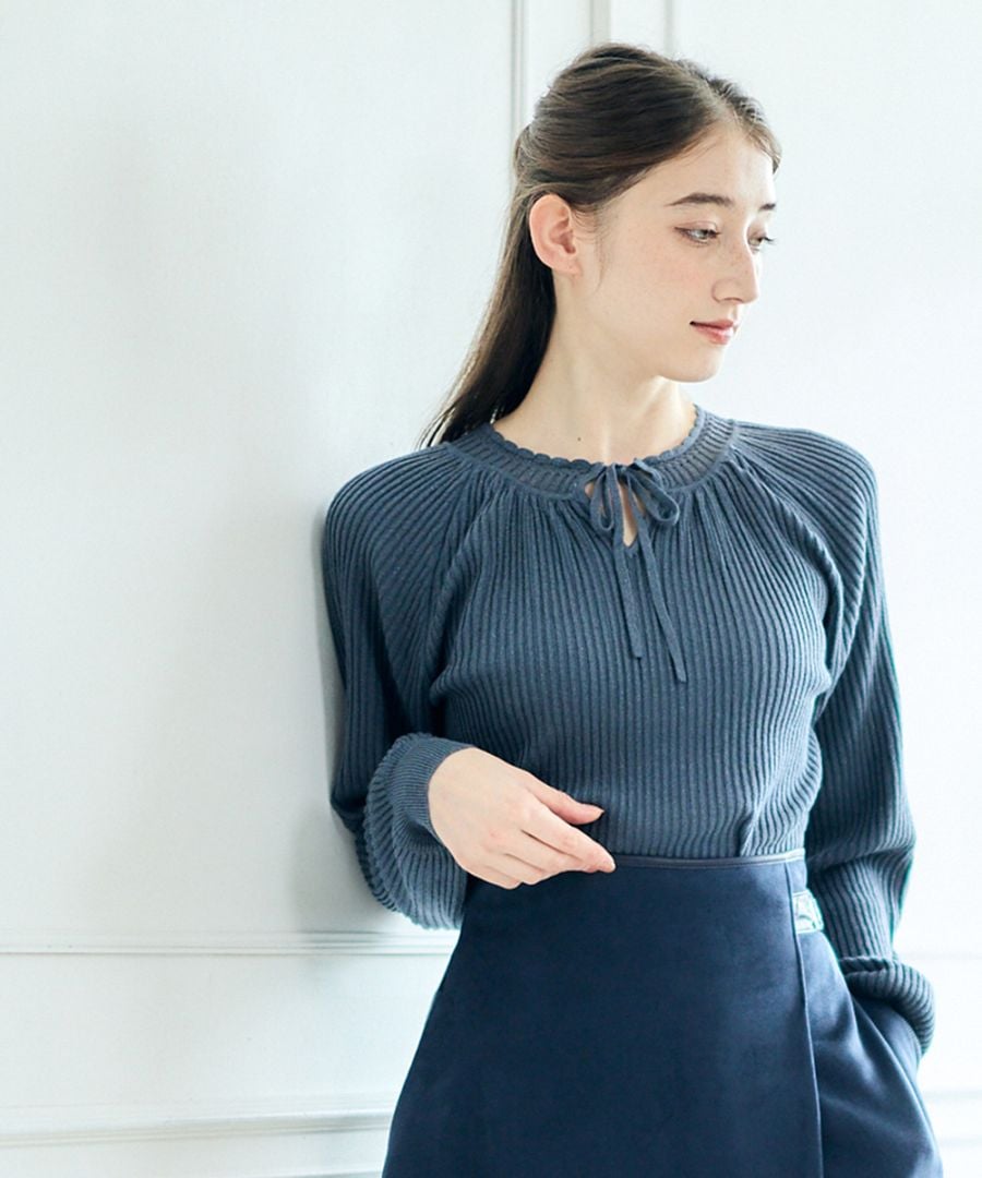 ☆luminarie1908☆ 新品 ADORE リブニット プルオーバー 前後2wayレース編みネックラメリブニットプルオーバー - 12Twelve