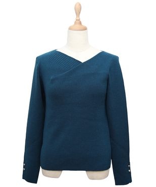 Vネック肩刺繍ドルマンニットプルオーバー - 12Twelve Agenda