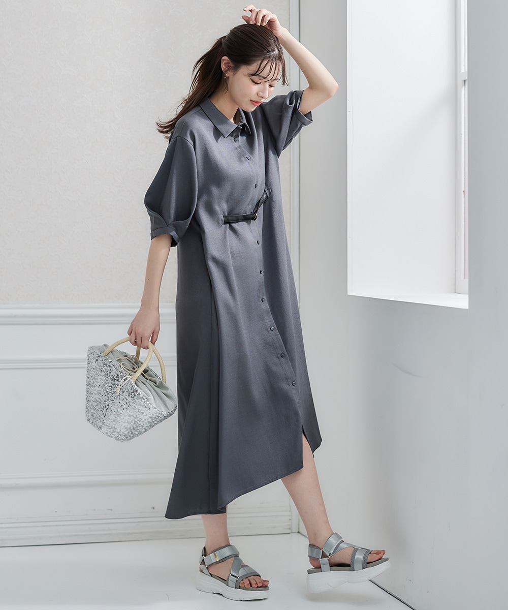 SALE】ベルト付シャツワンピ―ス - 12Twelve Agenda(トゥエルブ