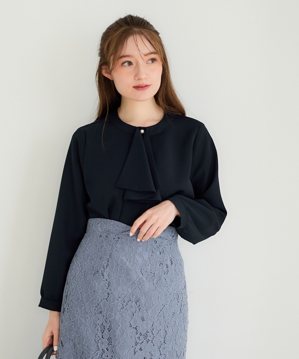 メゾンエシェル 3WAYツイード半袖ブラウス ブラック 3WAY