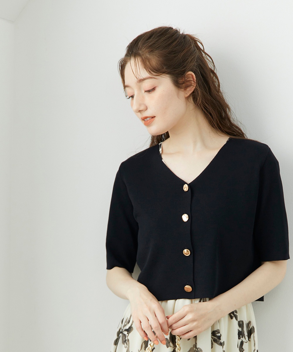 クロップドカーデ×花柄フレンチワンピースセット - 12Twelve Agenda