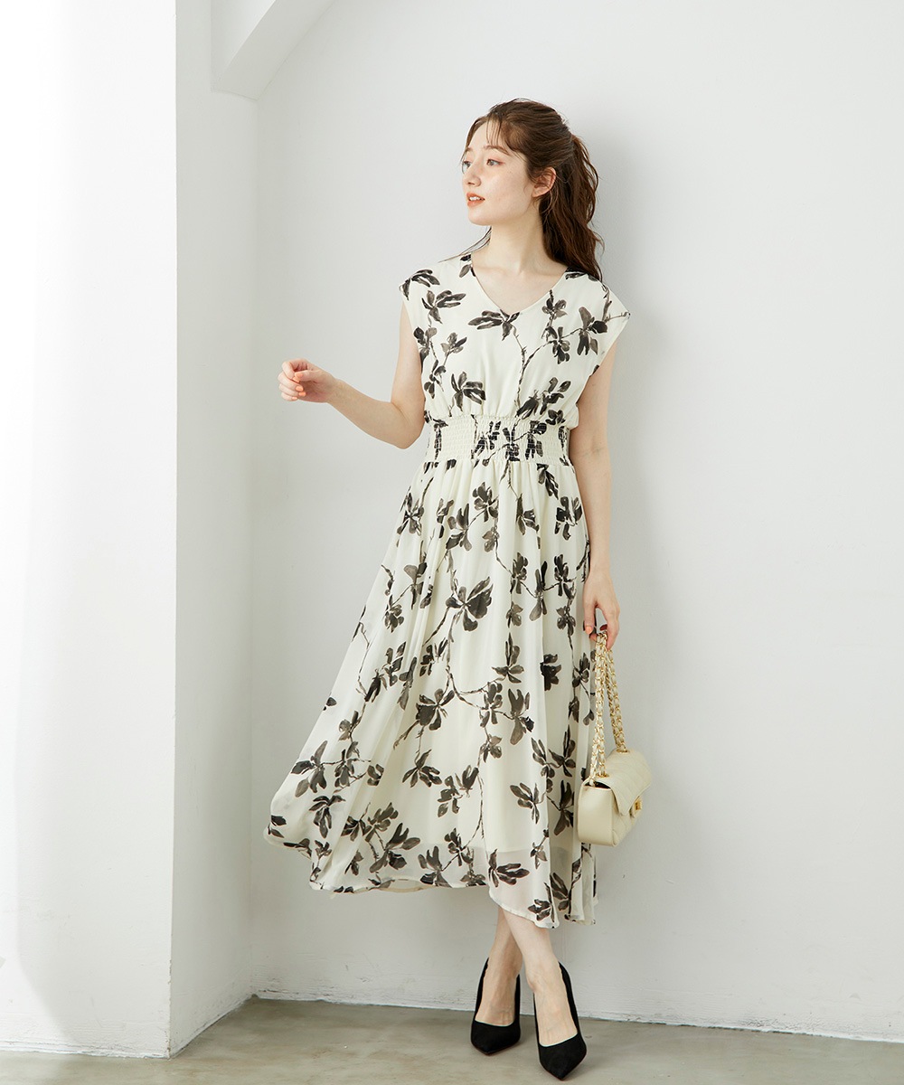 【新品未使用】Flower motifカッティングワンピース クロップドカーデ×花柄フレンチワンピースセット - 12Twelve Agenda