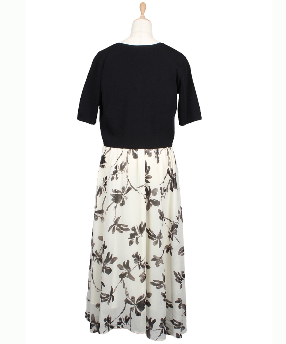 クロップドカーデ×花柄フレンチワンピースセット - 12Twelve Agenda