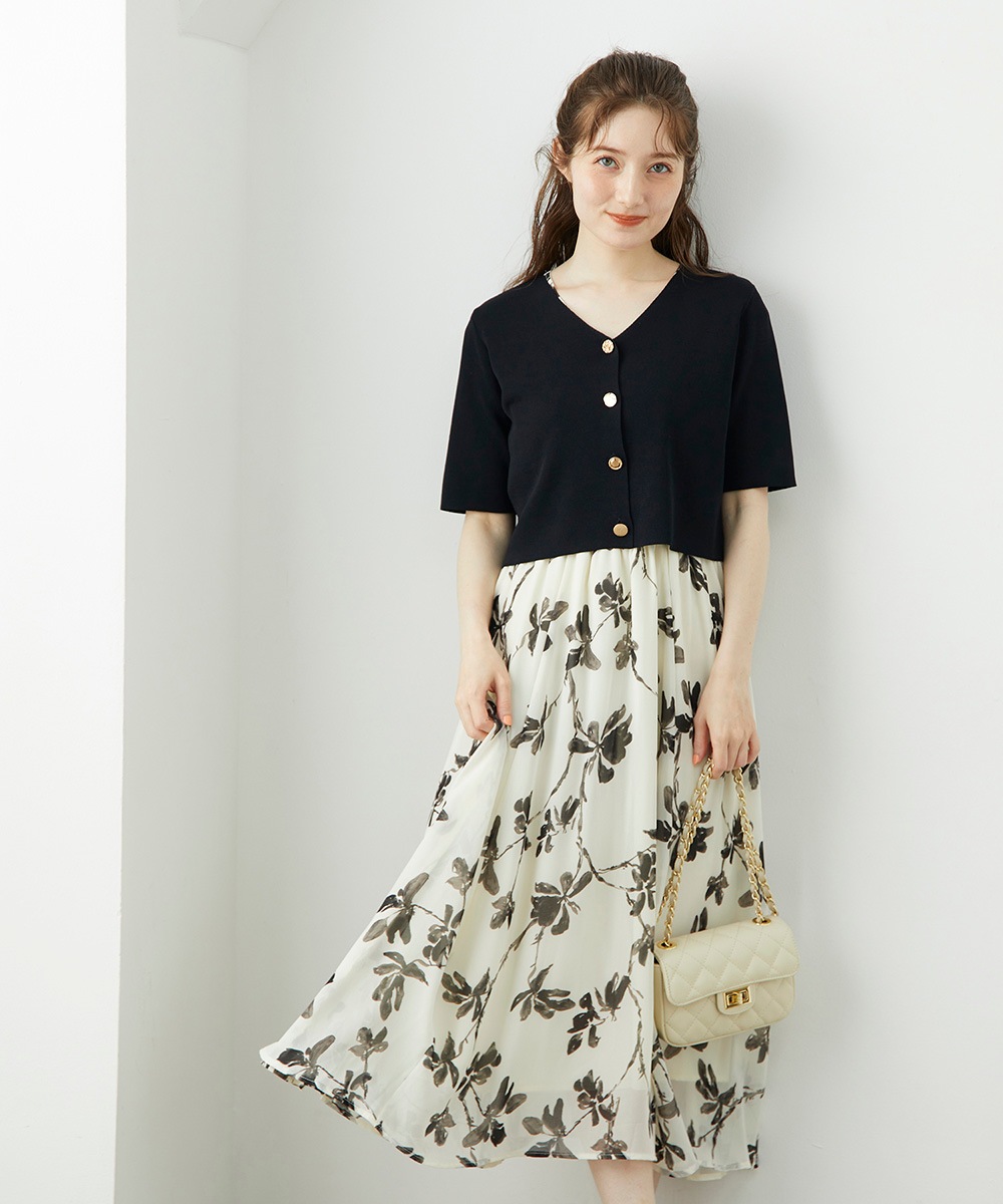 ゆ*う様 パラパラアフィックス　ワンピースボンテージ＋グローブ　白色 クロップドカーデ×花柄フレンチワンピースセット - 12Twelve Agenda