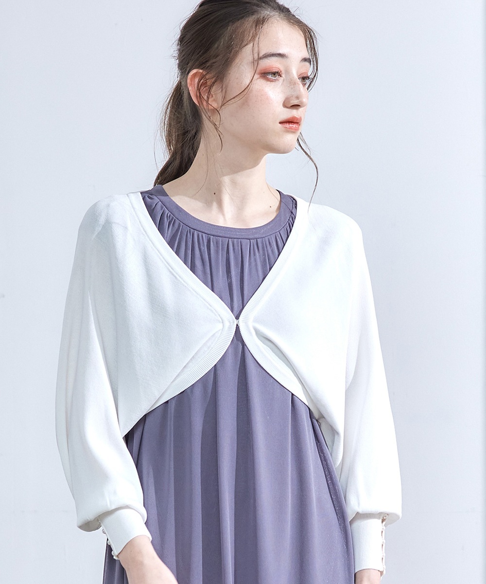 SALE】袖口パールドルマンクロップドニットカーディガン - 12Twelve