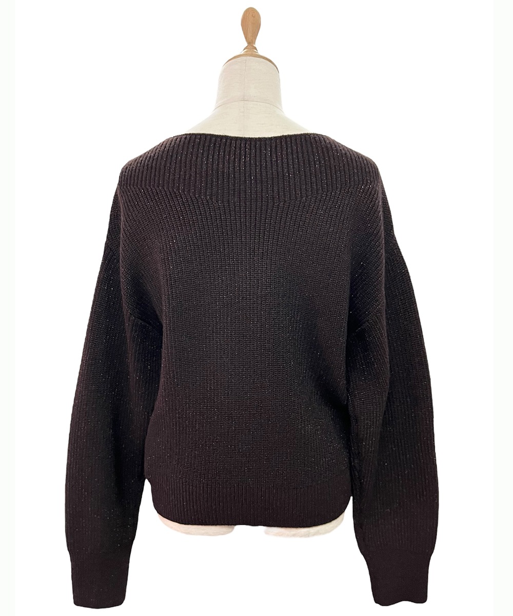 ボートネックラメ混ゆるニットプルオーバー - 12Twelve Agenda