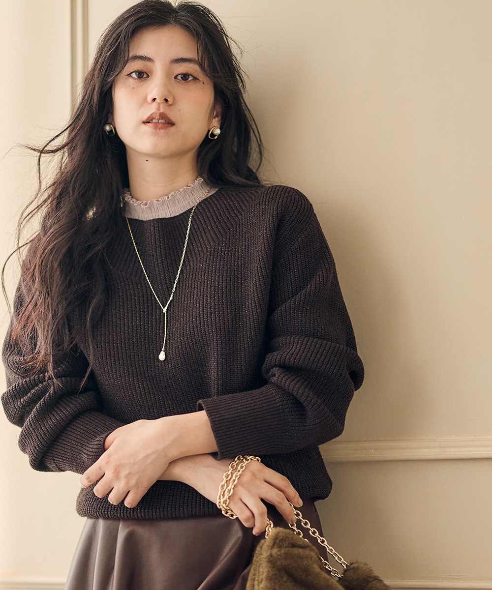 トーモー SALE】ボートネックラメ混ゆるニットプルオーバー - 12Twelve Agenda