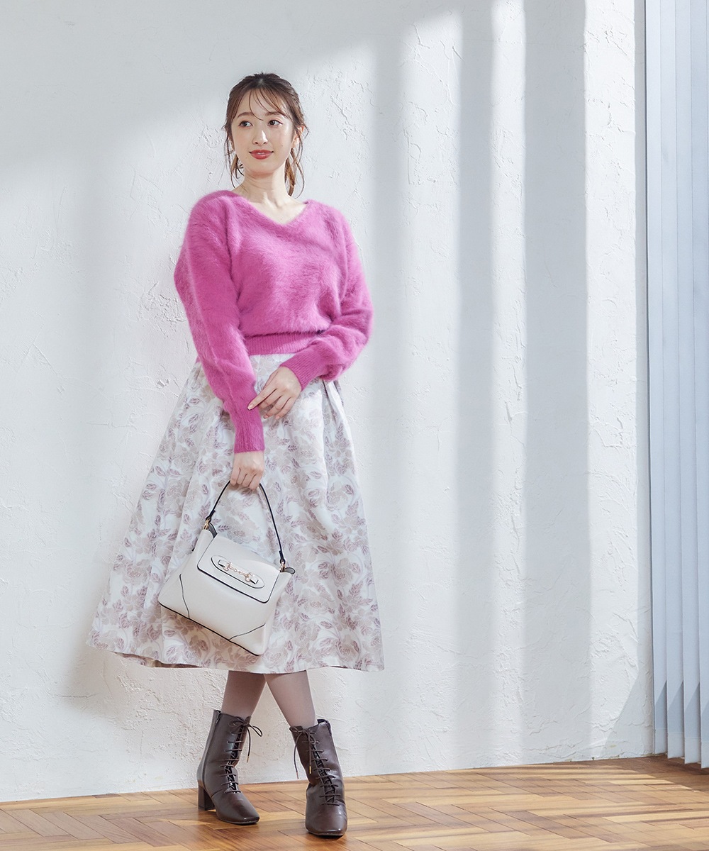 美品✨ ERDEM フラワージャガード フレアスカート 膝丈 タック シルエットフラワージャガードタックスカート | ANAYI/アナイ