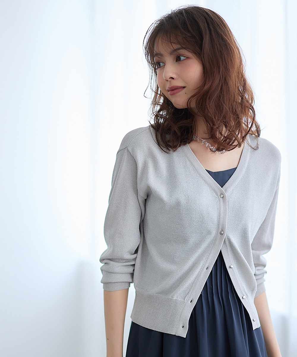 SALE】Vネック金釦ラメニットカーディガン - 12Twelve Agenda