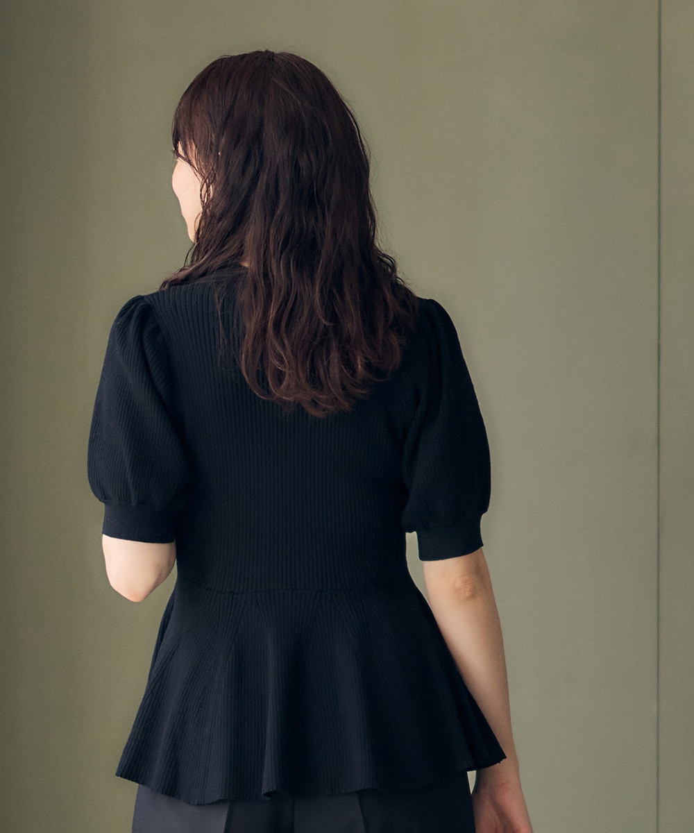 SALE】ケーブル編みペプラム5分袖ニットプルオーバー - 12Twelve