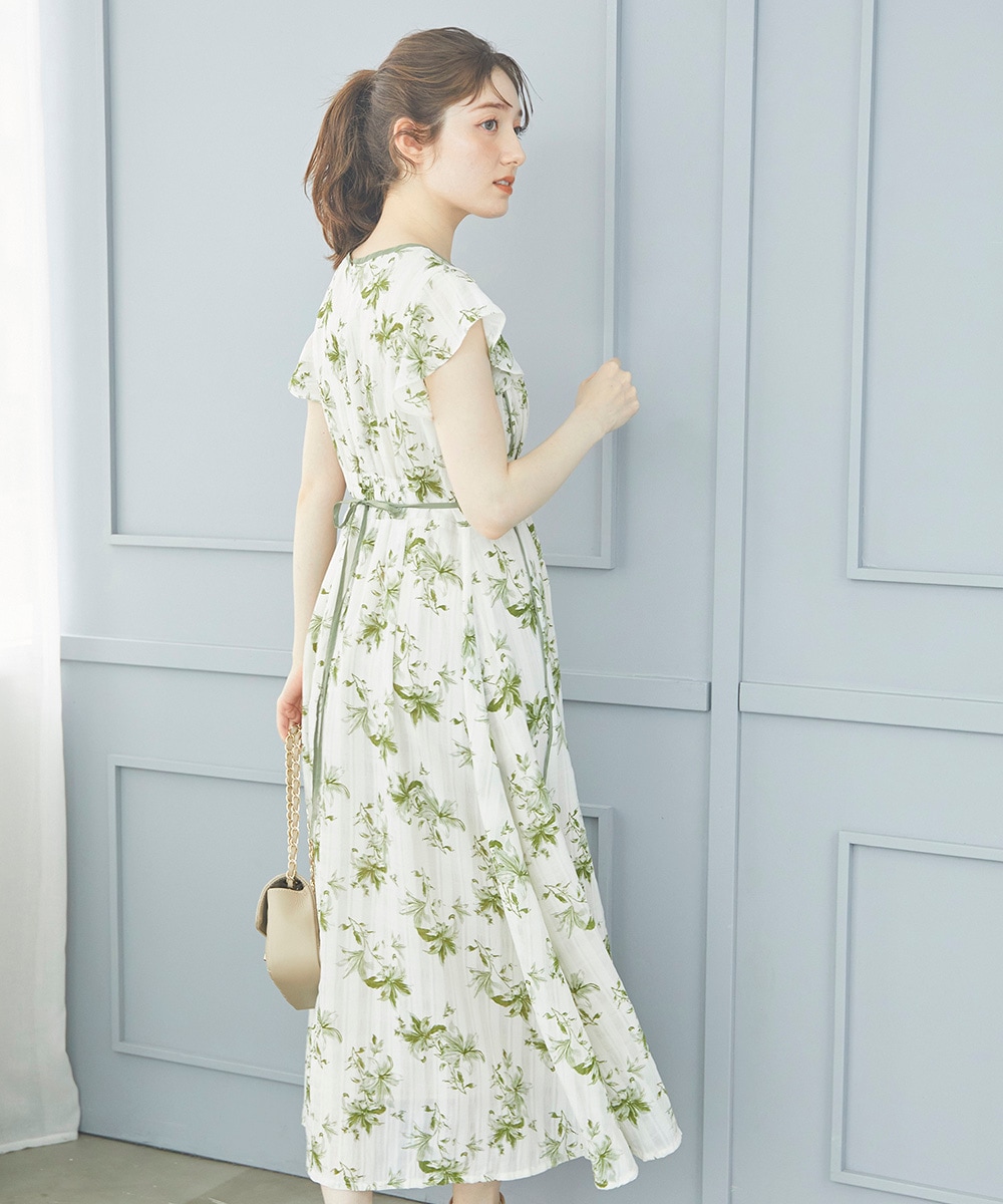 トゥエルブアジェンダ　モノトーン小花柄ロングワンピース モノトーン小花柄ロングワンピース - 12Twelve Agenda